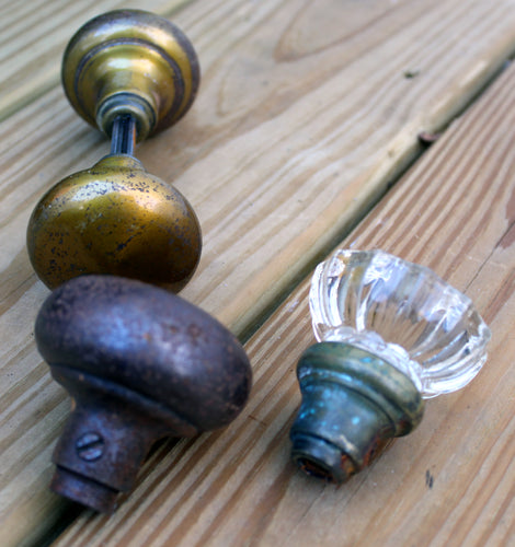 Lot Vintage Door Knobs Glass Metal Brass? Industrial Stempunk