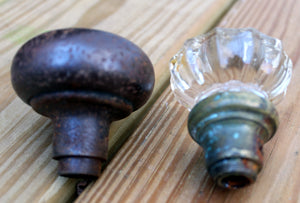 Lot Vintage Door Knobs Glass Metal Brass? Industrial Stempunk