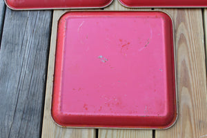 3 Vintage MAXEY Mid-Century Peacock Trays Tray Metal Cocktail Snack