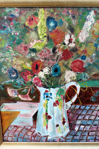 Vintage Mid-Century Floral Flowers Painting Still Life Oil or Acrylic