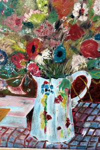 Vintage Mid-Century Floral Flowers Painting Still Life Oil or Acrylic