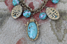 Load image into Gallery viewer, Vintage Chunky Blue Bracelet Boho Hippie Cabachon metal