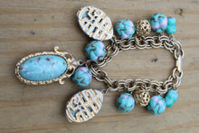 Load image into Gallery viewer, Vintage Chunky Blue Bracelet Boho Hippie Cabachon metal