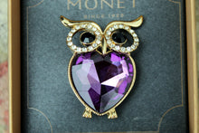 Load image into Gallery viewer, NOS Vintage  Monet OWL Rhinestone Pin Brooch W Original Box