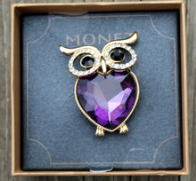 Load image into Gallery viewer, NOS Vintage  Monet OWL Rhinestone Pin Brooch W Original Box