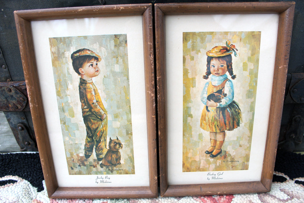 2 Vintage MEDEIROS Prints Jacky Boy & Boobsy Girl