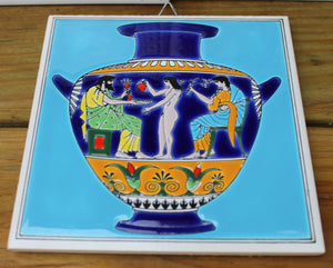 3 Vintage SMALTOTECHNIKI Greek Tiles Hand Made Greek Ceramic Tiles