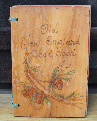 Vintage Wood Cookbook Cover Binding New England Primitive