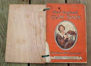 Vintage Wood Cookbook Cover Binding New England Primitive