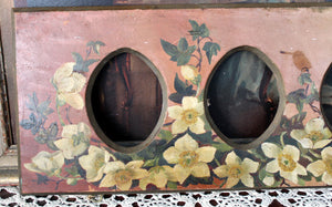 Antique Triple Oval Picture Frame Floral Handpainted Shabby