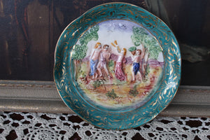 Vintage Majolica Italy Wall Plate Capodimonte Style