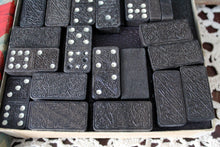 Load image into Gallery viewer, 80 Vintage Black Dominoes Ornate Gaming Display Domino