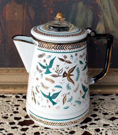 Rare Georges Briard Enamelware Birds Coffee Pot – Kindwise Vintage