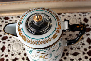 Rare Georges Briard Enamelware Birds Coffee Pot