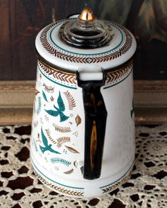 Rare Georges Briard Enamelware Birds Coffee Pot