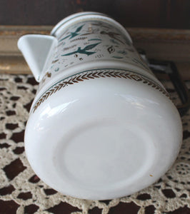 Rare Georges Briard Enamelware Birds Coffee Pot