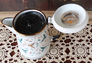 Rare Georges Briard Enamelware Birds Coffee Pot