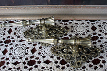 Load image into Gallery viewer, Pair Wall Sconces Candleholders Hollywood Regency Goldtone Metal