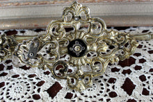 Load image into Gallery viewer, Pair Wall Sconces Candleholders Hollywood Regency Goldtone Metal