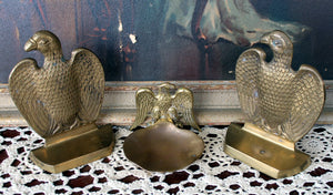 Vintage Eagle Brass Bookends & Eagle Soap Dish