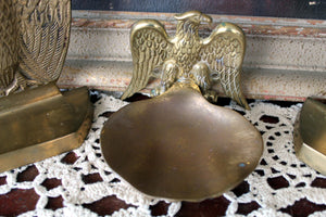 Vintage Eagle Brass Bookends & Eagle Soap Dish