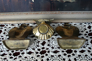 Vintage Eagle Brass Bookends & Eagle Soap Dish