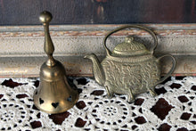 Load image into Gallery viewer, Vintage Brass Teapot Key Holder, Brass Heart Bell, Swivel Brass Candleholder