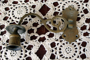 Vintage Brass Teapot Key Holder, Brass Heart Bell, Swivel Brass Candleholder