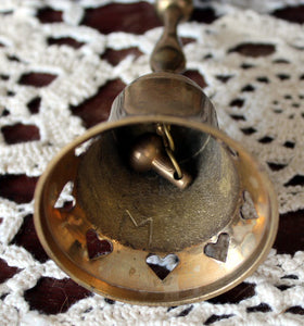 Vintage Brass Teapot Key Holder, Brass Heart Bell, Swivel Brass Candleholder