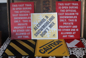 Lot VAST Trail Signs Private Property, Caution, Arrow & More