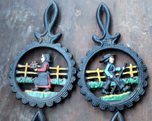 Load image into Gallery viewer, 4 Vintage Amish Man Woman Trivet Trivets Iron