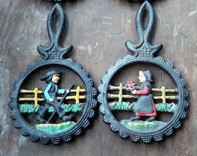 Load image into Gallery viewer, 4 Vintage Amish Man Woman Trivet Trivets Iron