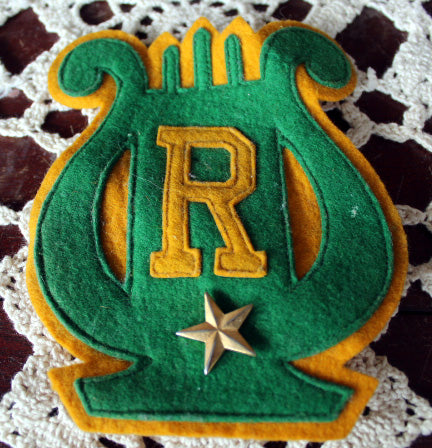 Vintage Felt Letterman Patch Green & Yellow & R