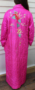 Vintage Embroidered Oriental Robe Pajama Set S M Floral