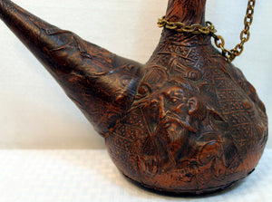 Vintage Porron Jeype Leather Glass Decanter Wine Carafe Barware