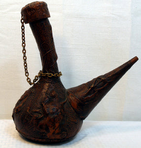 Vintage Porron Jeype Leather Glass Decanter Wine Carafe Barware