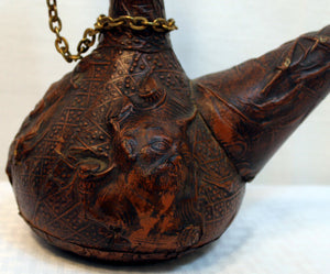 Vintage Porron Jeype Leather Glass Decanter Wine Carafe Barware