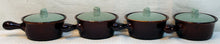 Load image into Gallery viewer, 4 Red Wing Village Green Handled Mini Covered  Casserole Soup