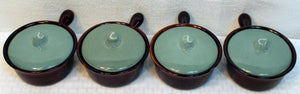 4 Red Wing Village Green Handled Mini Covered  Casserole Soup