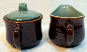 Red Wing Village Green Sugar Bowl & Creamer Set