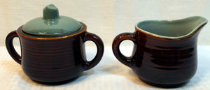 Red Wing Village Green Sugar Bowl & Creamer Set