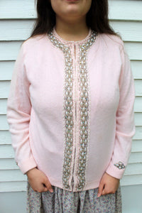 50's 60's  Beaded Rhinestone Vintage Sweater M
