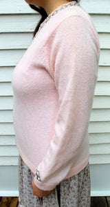 50's 60's  Beaded Rhinestone Vintage Sweater M