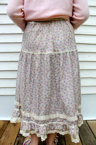 Vintage Jessica's Gunnies Gunne Sax Floral Pheasant Skirt 11