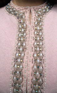 50's 60's  Beaded Rhinestone Vintage Sweater M
