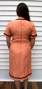 Rhinestone Velvet Trim 60's Vintage Dress S