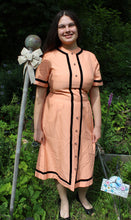 Load image into Gallery viewer, Rhinestone Velvet Trim 60&#39;s Vintage Dress S