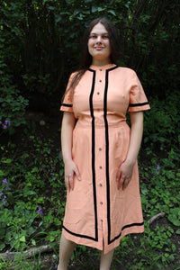 Rhinestone Velvet Trim 60's Vintage Dress S