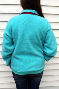 Vintage Patagonia Teal Fleece Pullover 12 Pink Trim & pockets