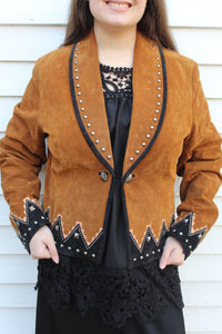 Vintage Western Studded Cropped Leather Jacket L